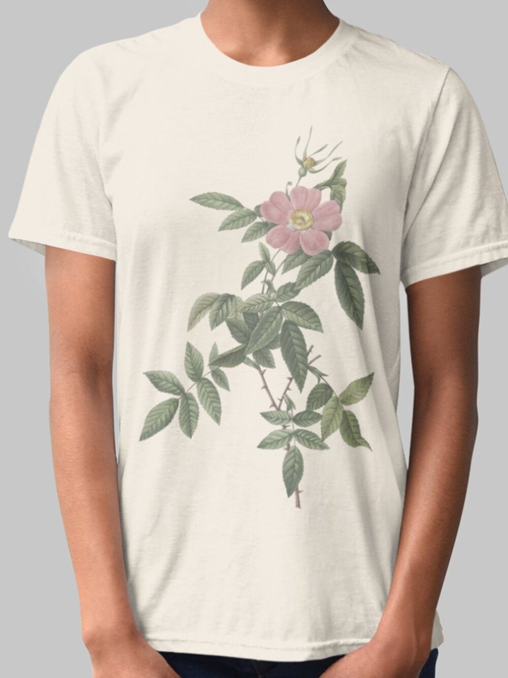 Rose Vintage Floral Print Short Sleeve Graphic Tee T-shirt S-XXL